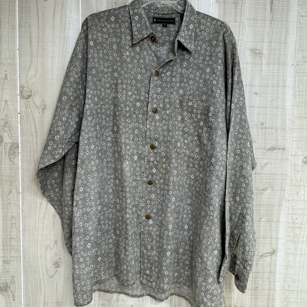 VTG JJ Farmer Men’s 100% Italian Linen Shirt Gray Classic L